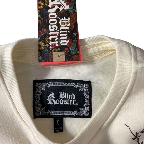 Blind Rooster Athletic Fleece Sweatshirt Varsity College Ivory Graphics Sz L NWT - Picture 5 of 7